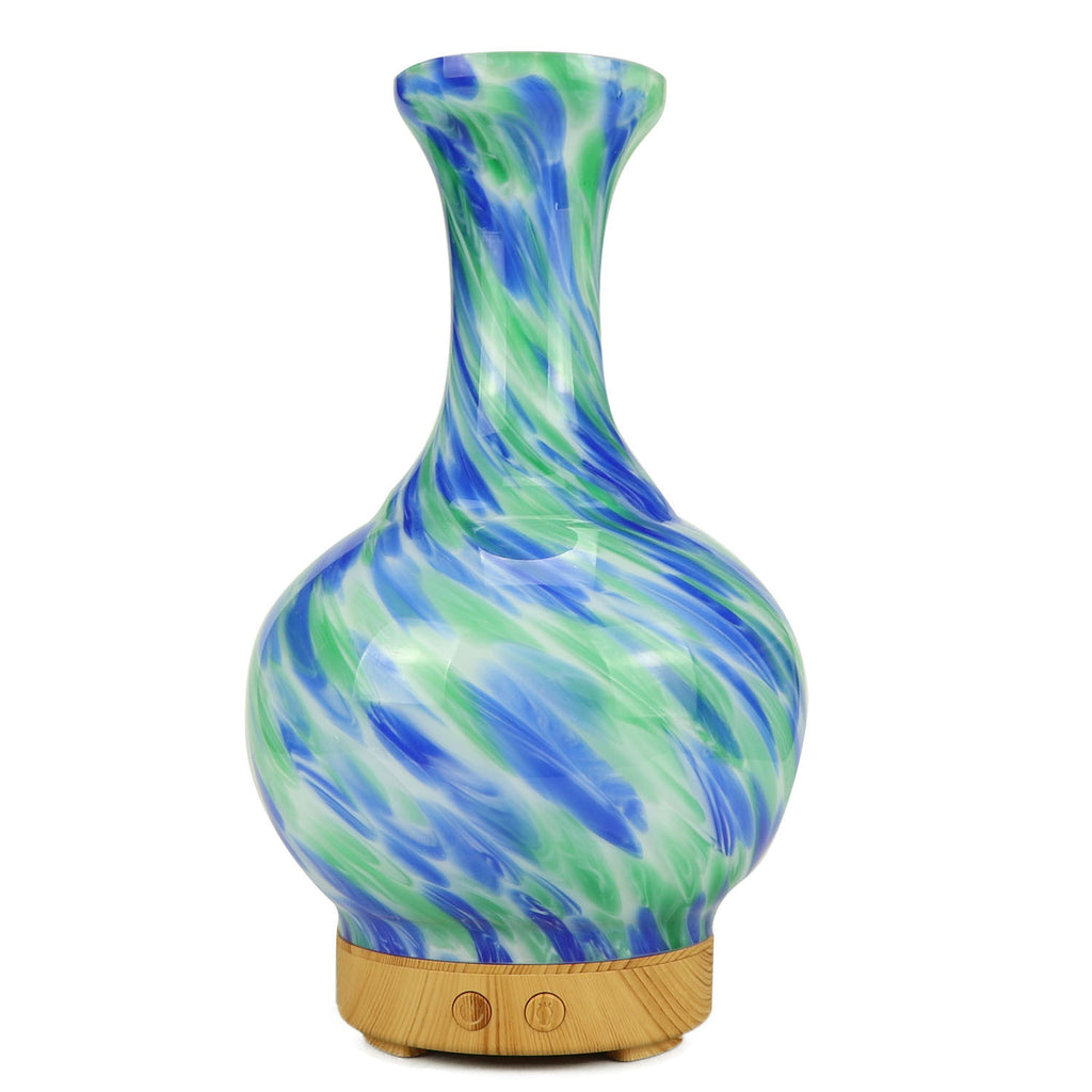 Wellbeing Pod, Aroma Atomiser - Glass Vase Blue and Green UK Plug