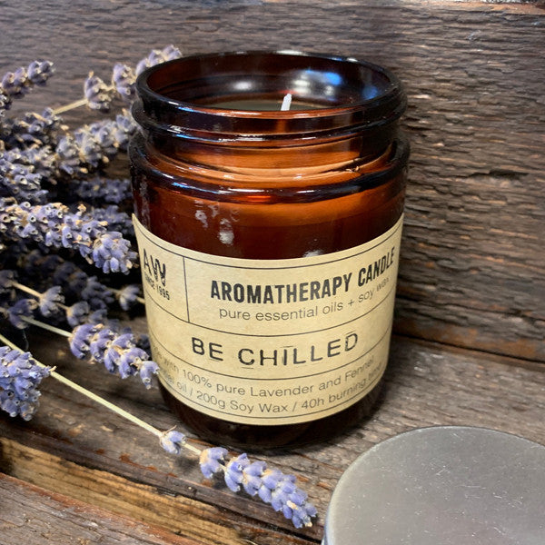 Aromatherapy Candle - Be Chilled - with 100% pure Lavender and Fennel Essential Oil