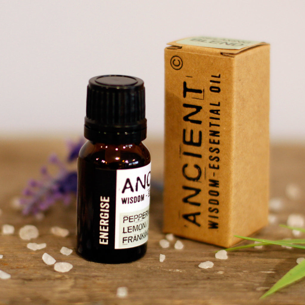 Energising Essential Oil Blend - Peppermint, Frankincense and Lemon - Boxed - 10ml
