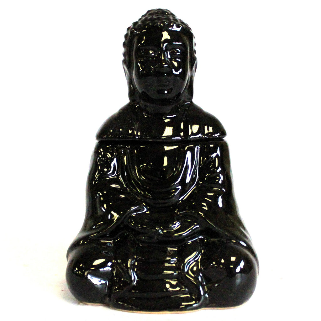 Sitting Buddha Oil Burner - Black